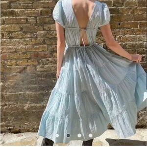 & Other Stories S Baby Blue Bohemian Free spirited tiered gauze cottage core